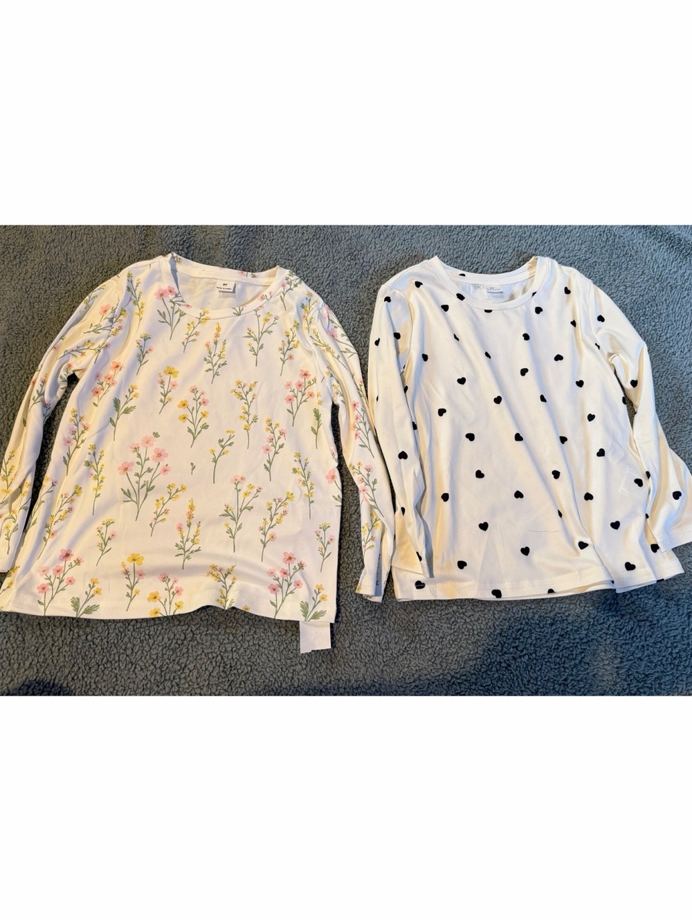 SHEIN White Long-Sleeve Floral & Polka Dot Tee Duo